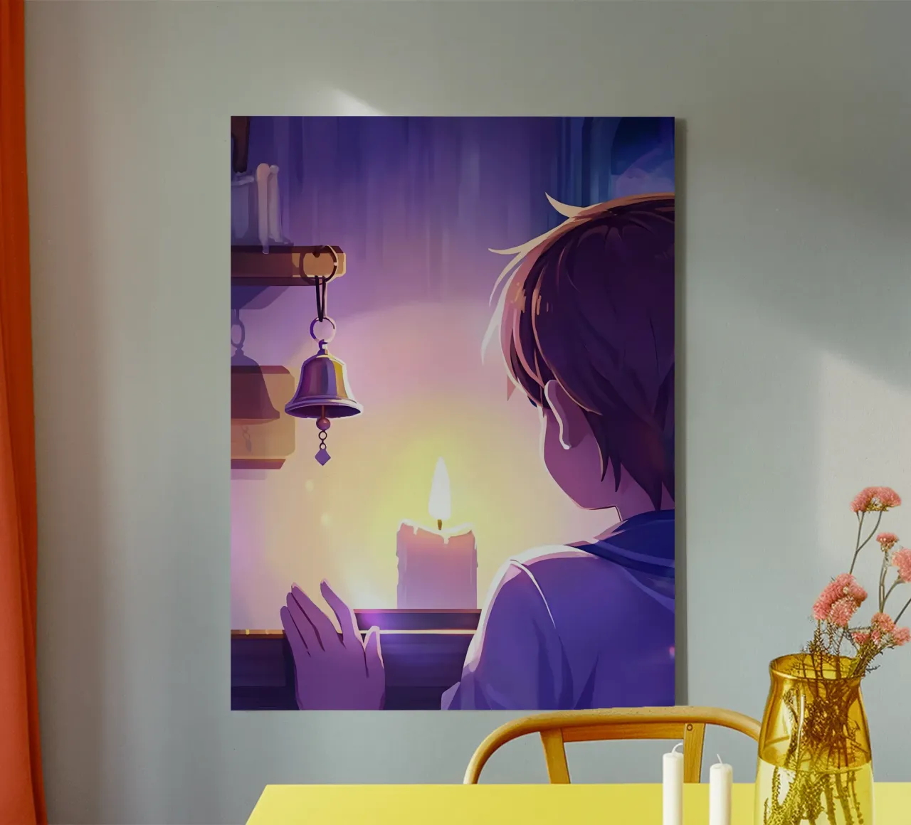 Kind met kaarssterren Lofi Art canvas met Baklijst van LoFi Gallery