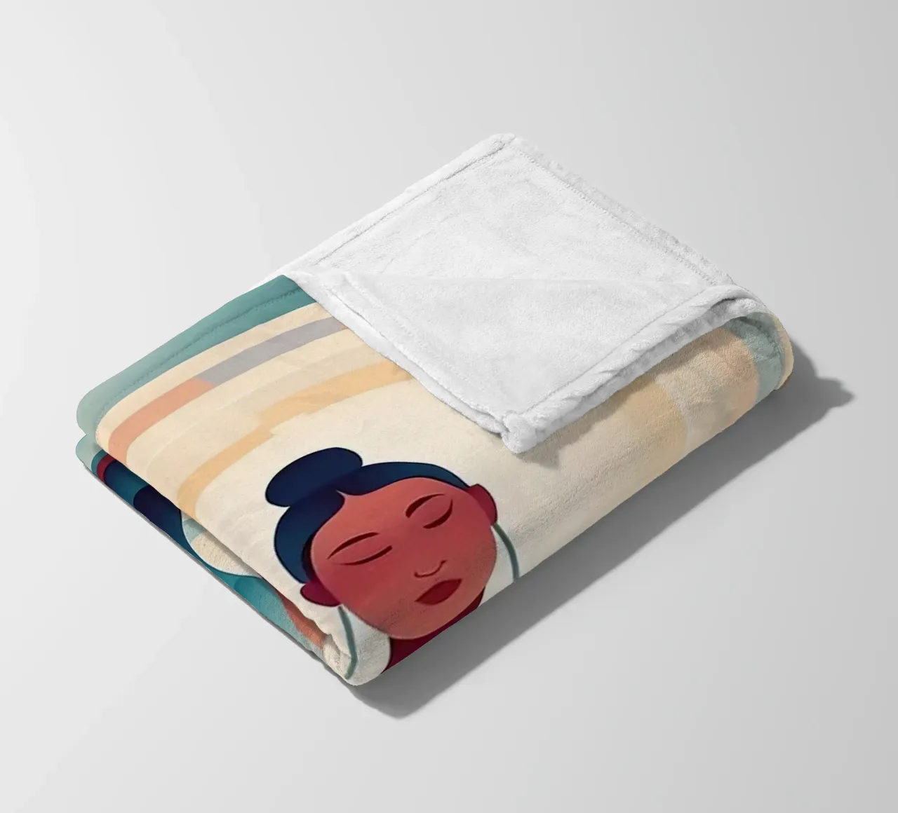 Frau übt Meditation inmitten eines lebhaften abstrakten Hintergrunds Fleecedecke von DesignDoodle