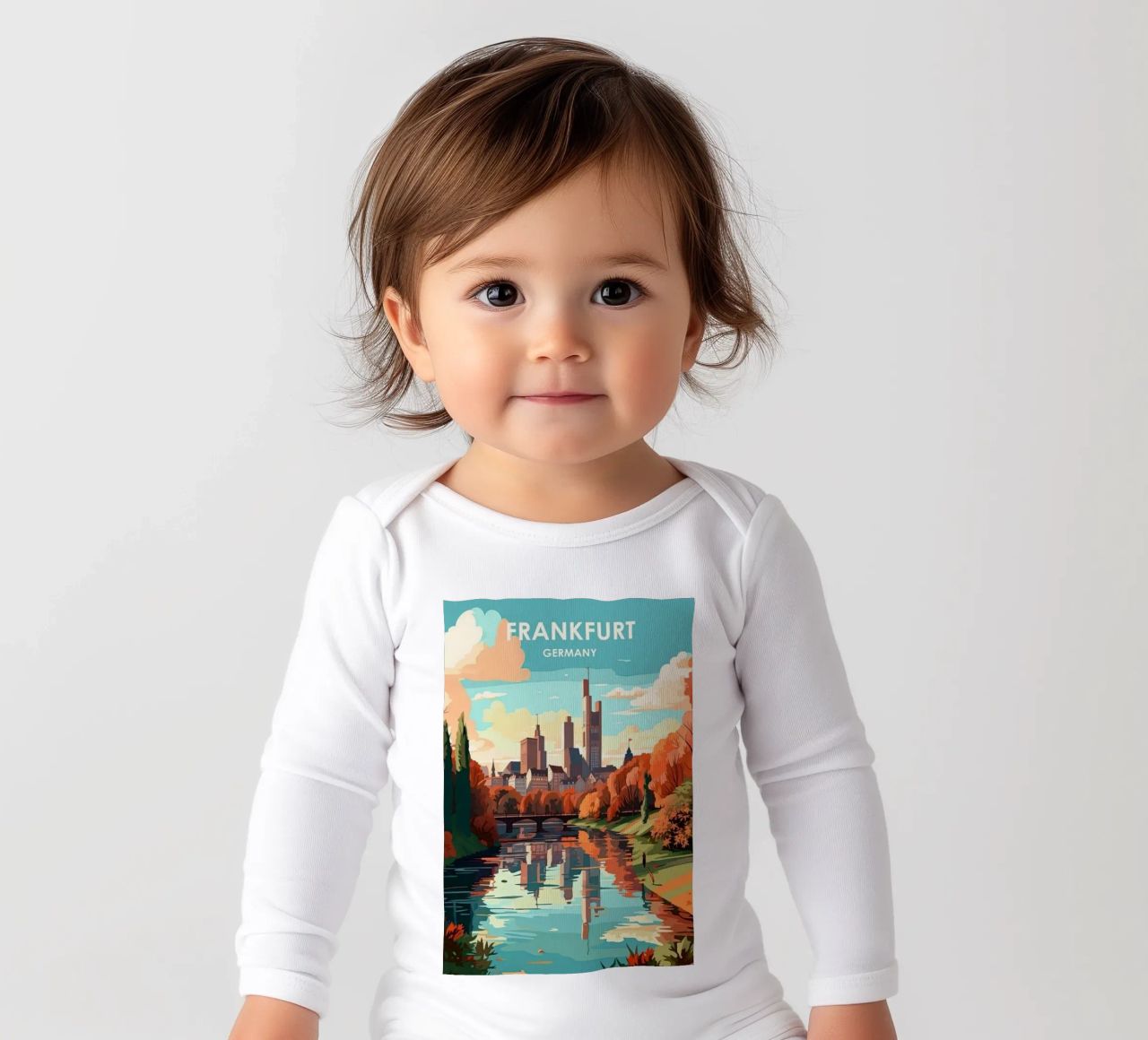 Komm mit auf die Reise nach Frankfrut Langarm Babybody von youngs print