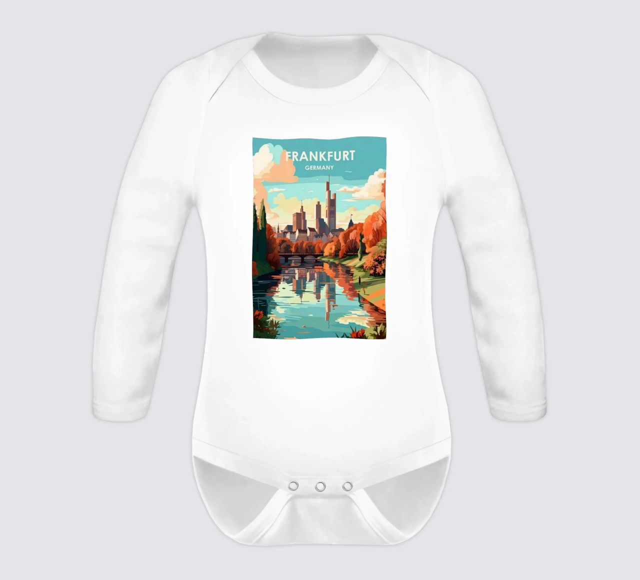 Komm mit auf die Reise nach Frankfrut Langarm Babybody von youngs print