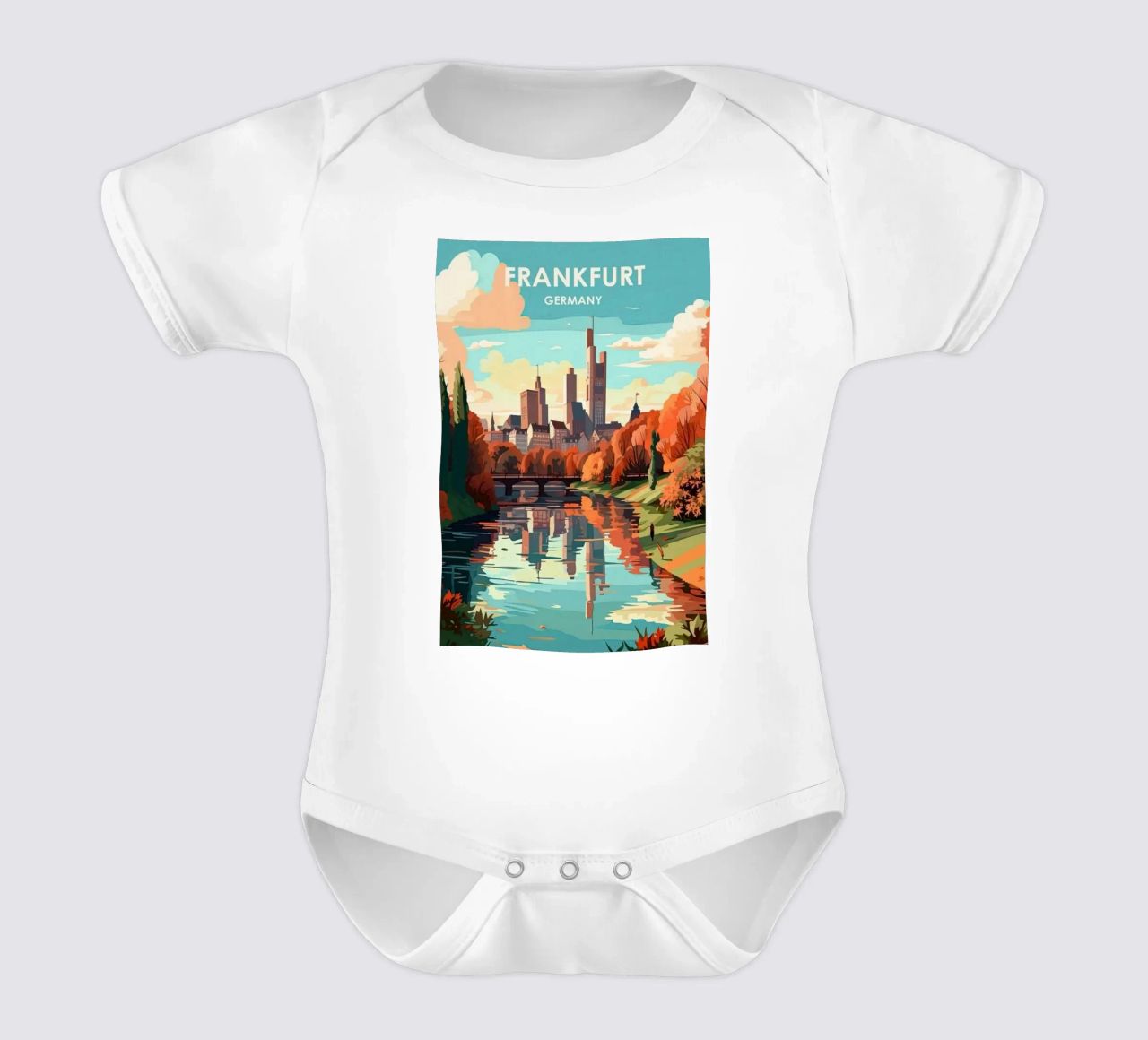 Komm mit auf die Reise nach Frankfrut Kurzarm Babybody von youngs print