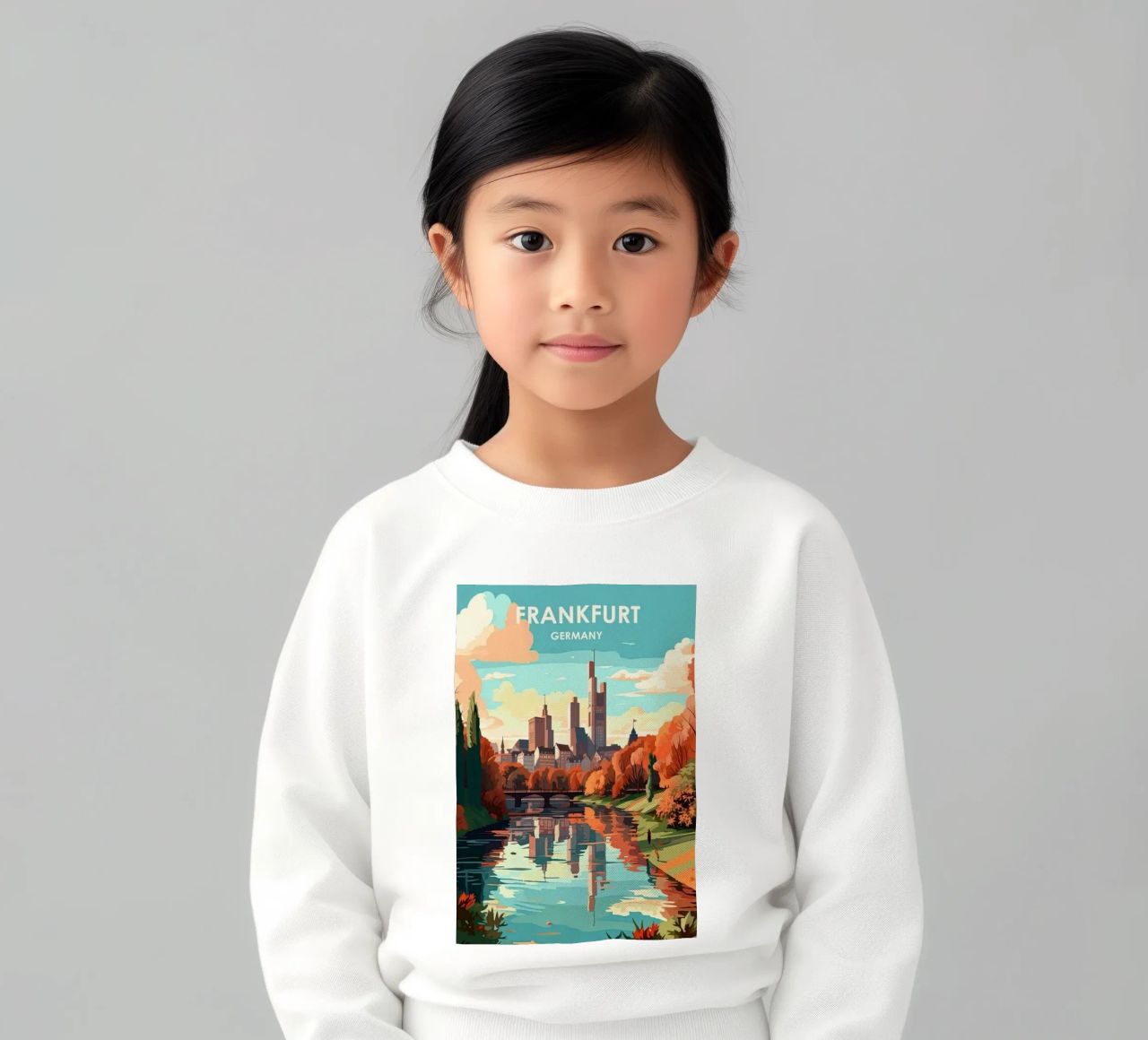 Komm mit auf die Reise nach Frankfrut Kinder Sweatshirt von youngs print