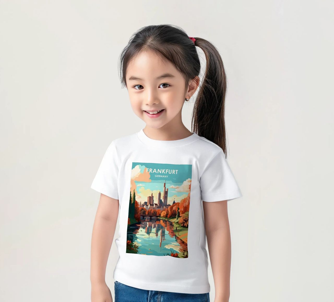 Komm mit auf die Reise nach Frankfrut Kinder T-Shirt von youngs print