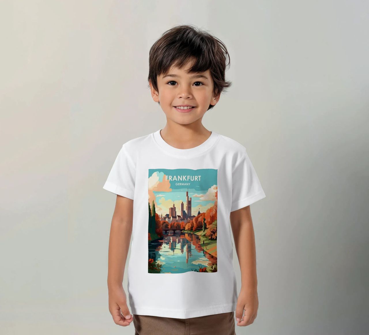 Komm mit auf die Reise nach Frankfrut Kinder T-Shirt von youngs print