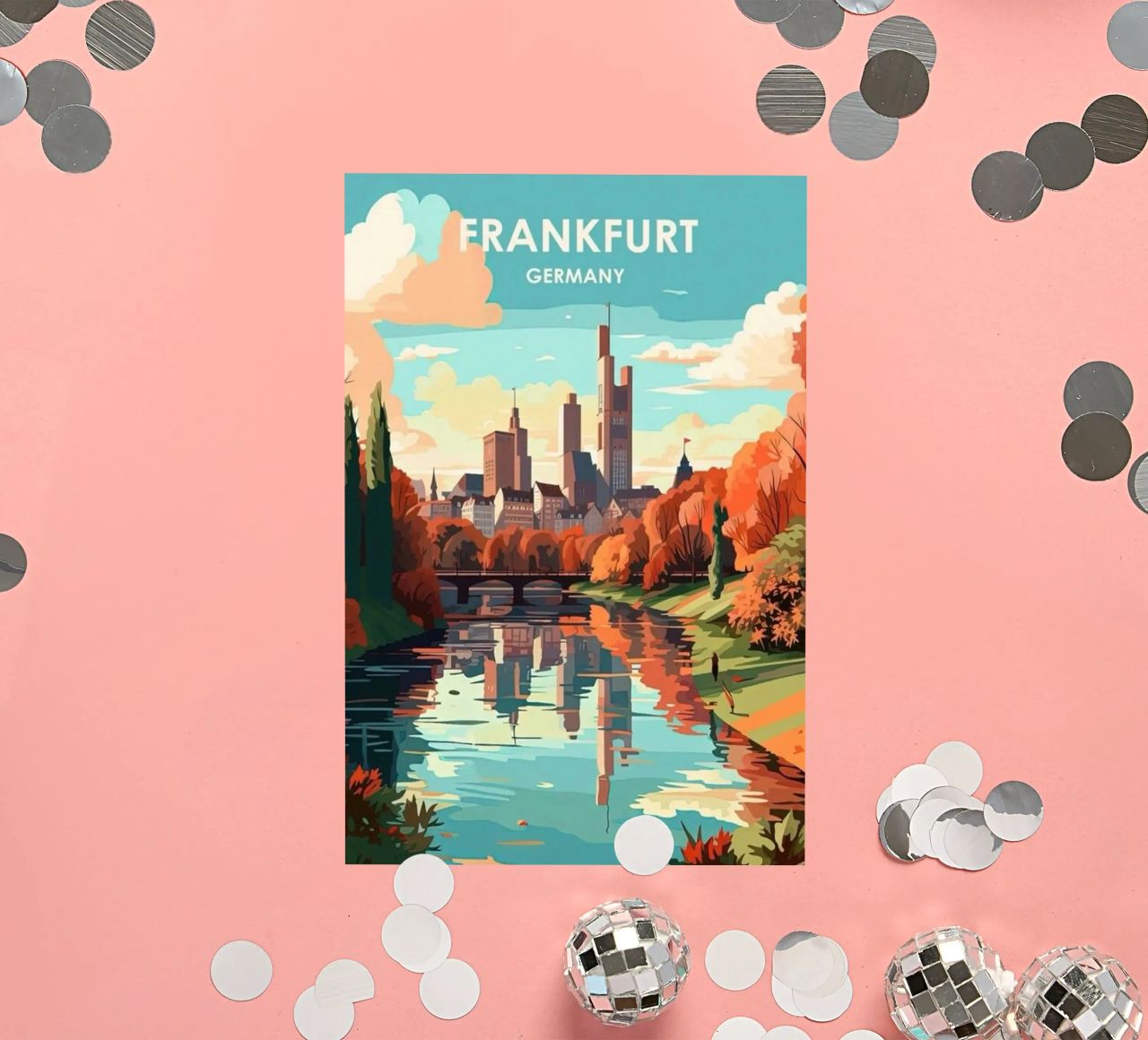 Komm mit auf die Reise nach Frankfrut Sticker von youngs print