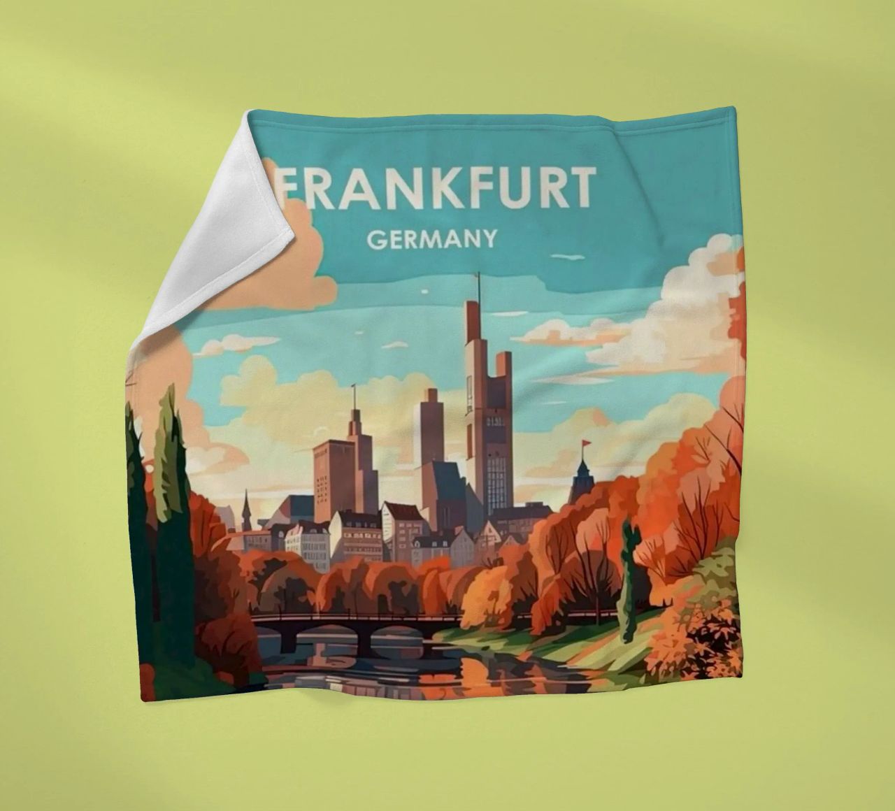 Komm mit auf die Reise nach Frankfrut Fleecedecke von youngs print