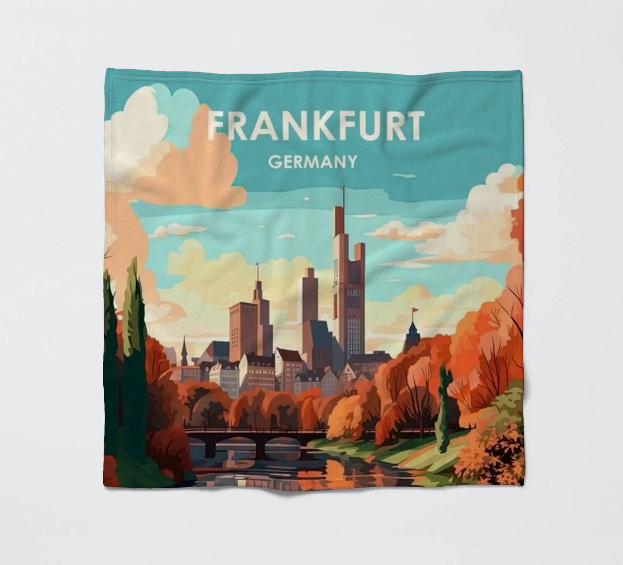 Komm mit auf die Reise nach Frankfrut Fleecedecke von youngs print