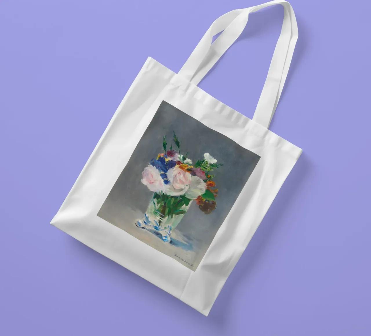 Fiori in un vaso di cristallo (1882 circa) di Édouard Manet borsa in juta da Venus Art