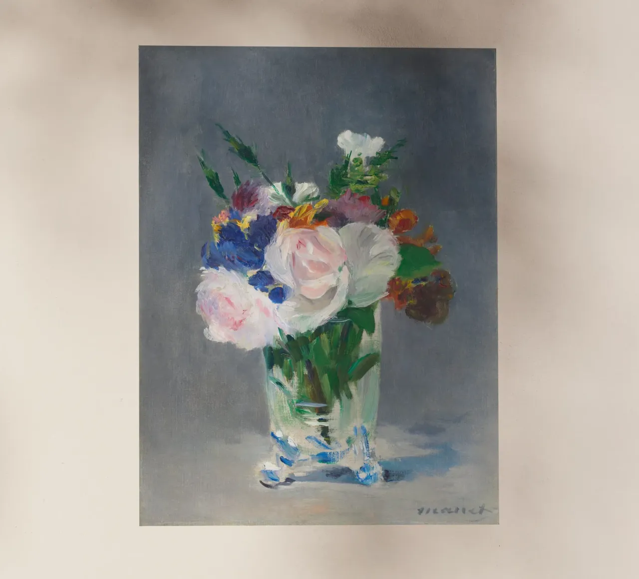 Fiori in un vaso di cristallo (1882 circa) di Édouard Manet pellicola backlit da Venus Art
