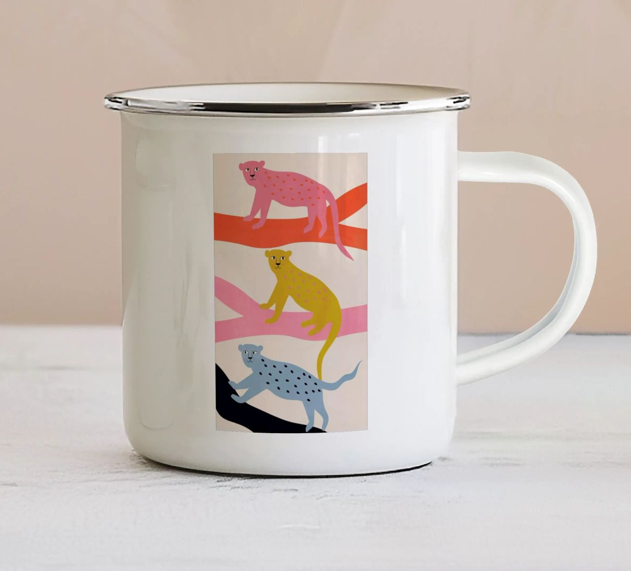Leopard Tree tazza in smalto da Little Flourishes
