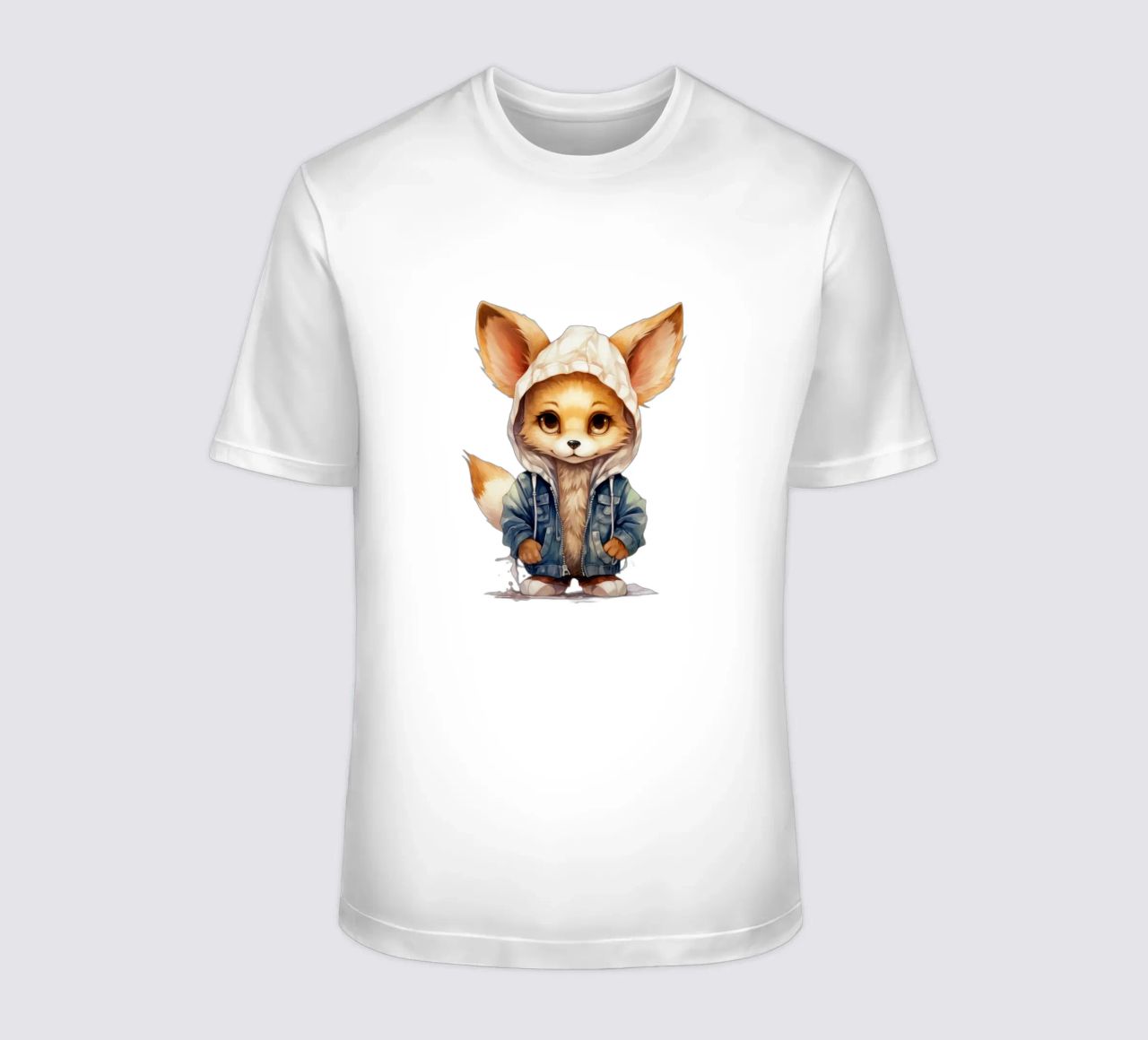Acquerello Cartoon Fennec Fox in una felpa con cappuccio t-shirt da Animal Portraits