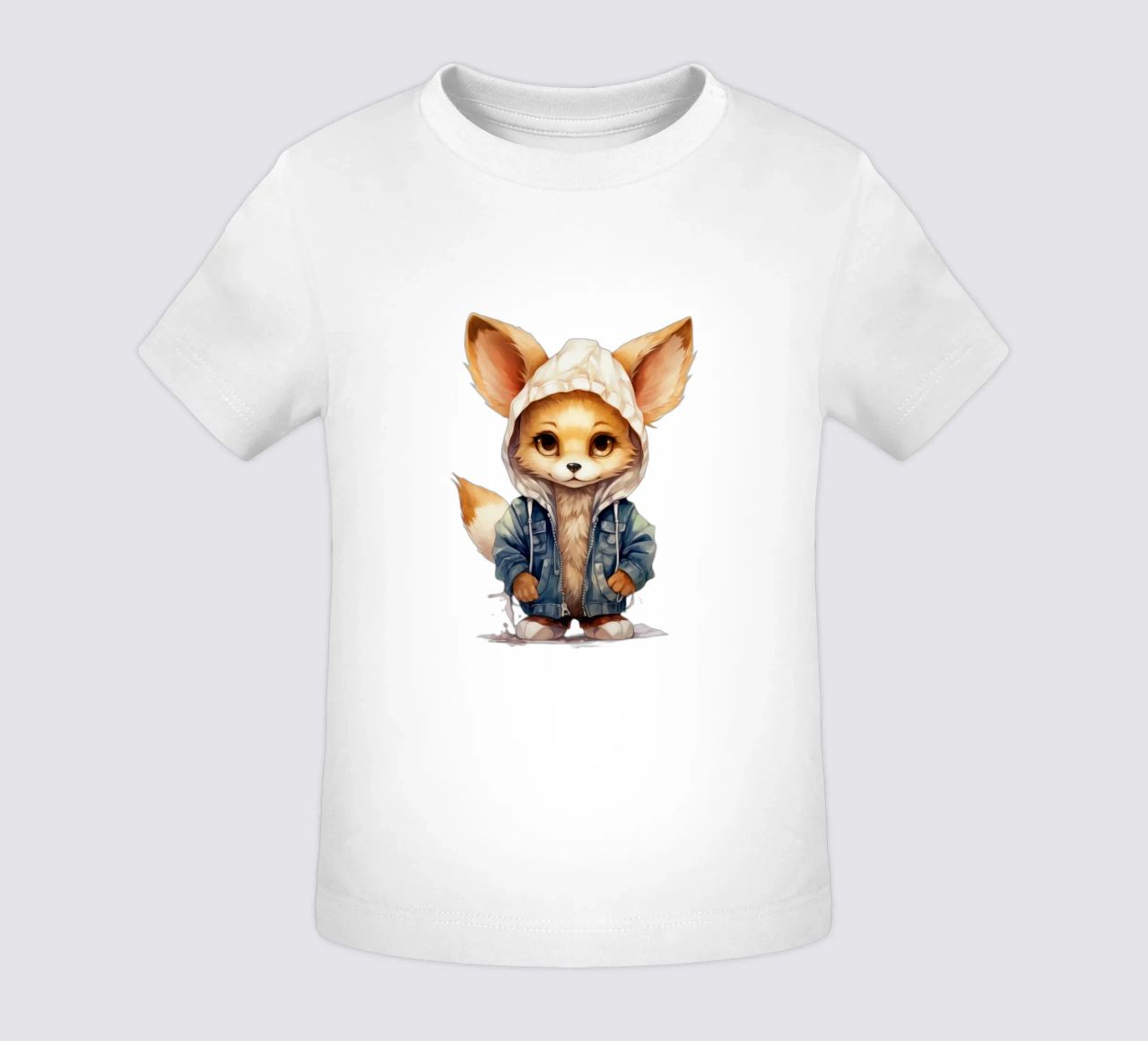 Acquerello Cartoon Fennec Fox in una felpa con cappuccio maglietta neonato da Animal Portraits