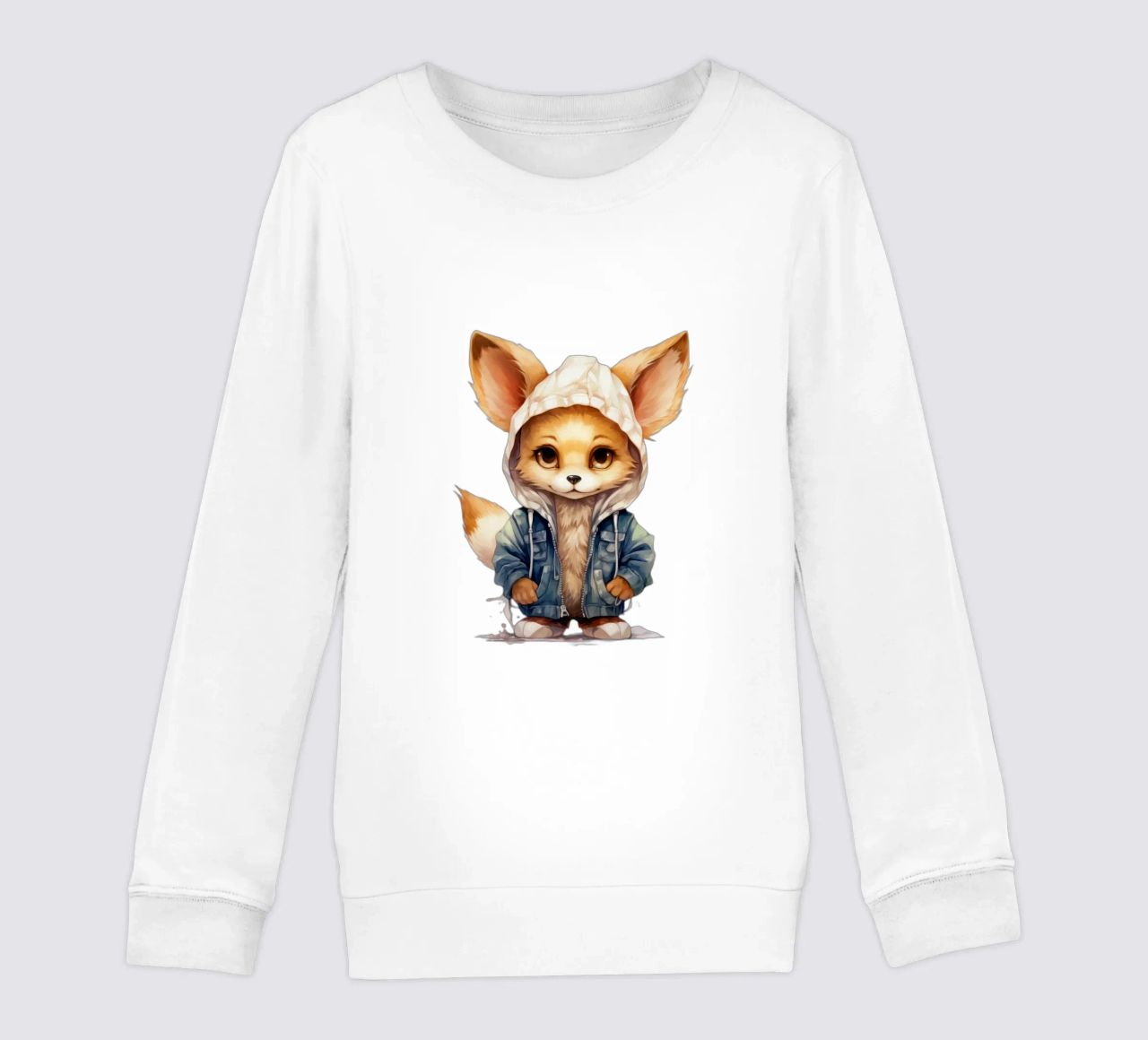 Acquerello Cartoon Fennec Fox in una felpa con cappuccio felpa bambino da Animal Portraits