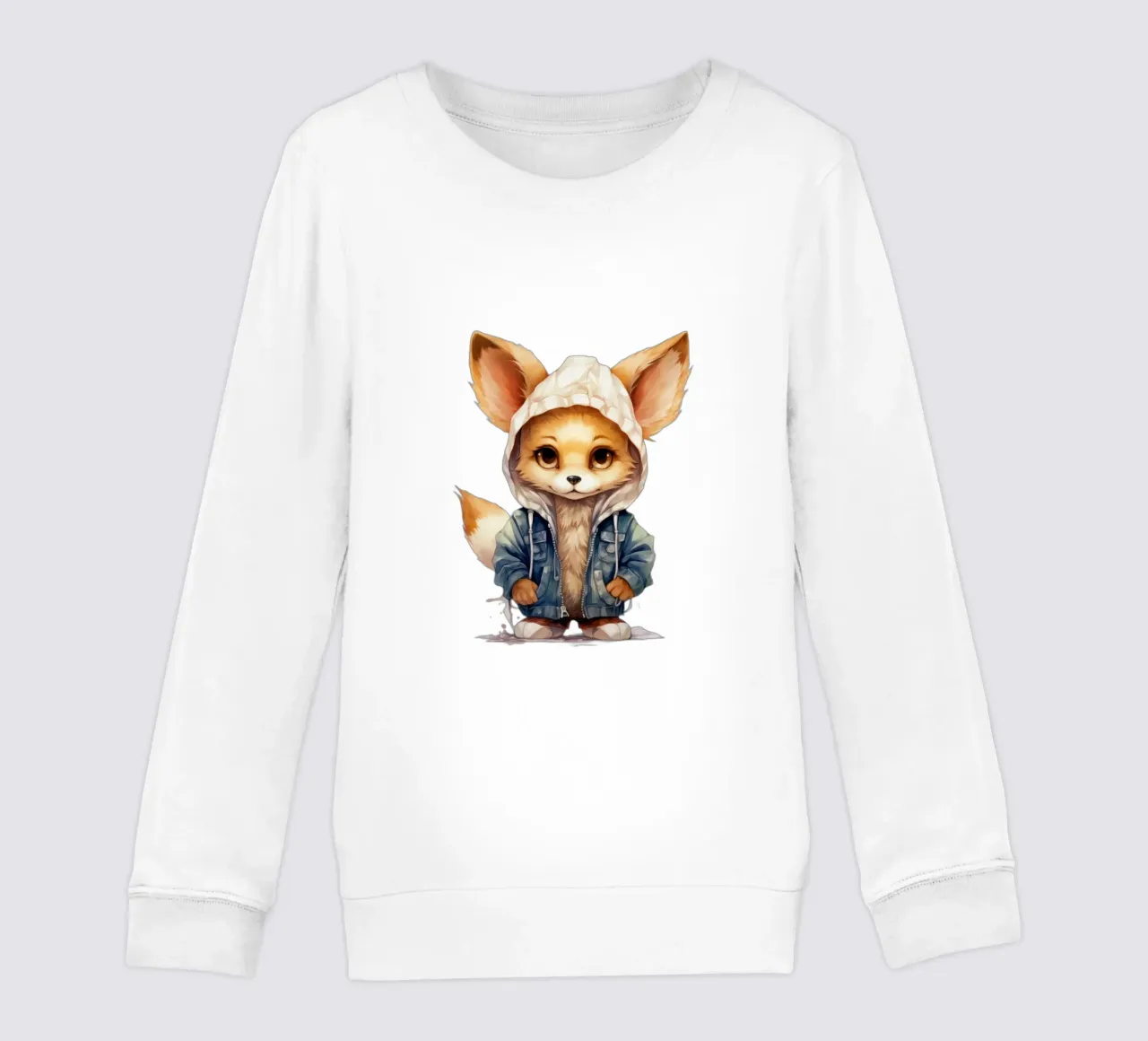 Acquerello Cartoon Fennec Fox in una felpa con cappuccio felpa bambino da Animal Portraits