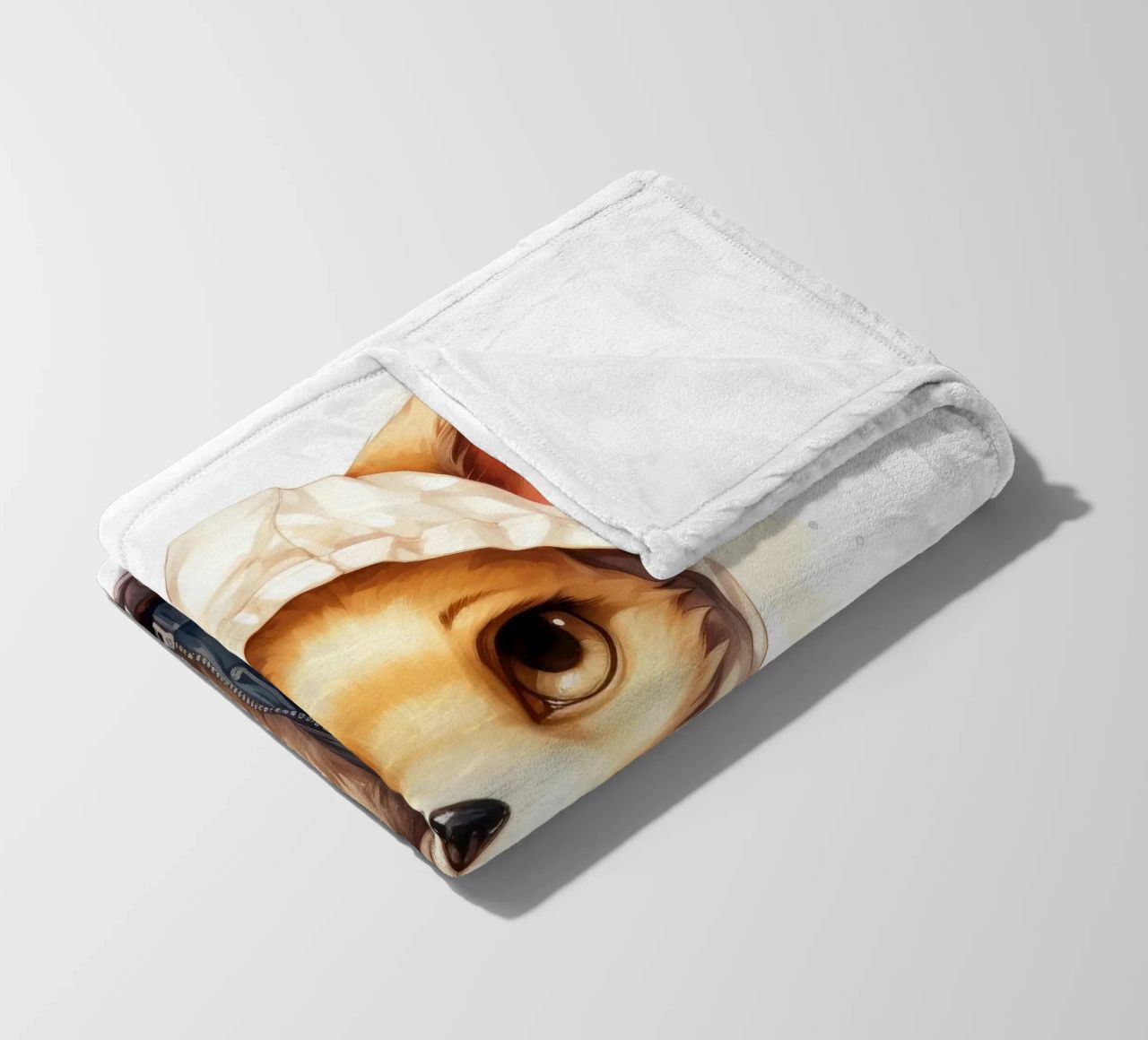 Acquerello Cartoon Fennec Fox in una felpa con cappuccio coperta in pile da Animal Portraits