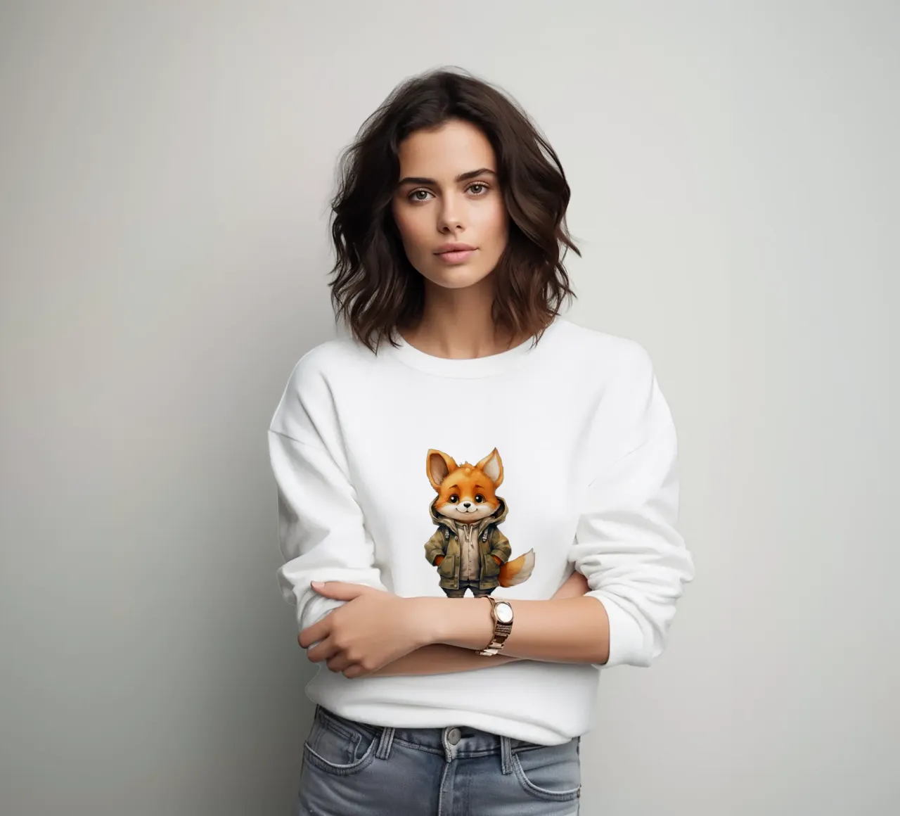 Zorro de acuarela con capucha sudadera de Animal Portraits