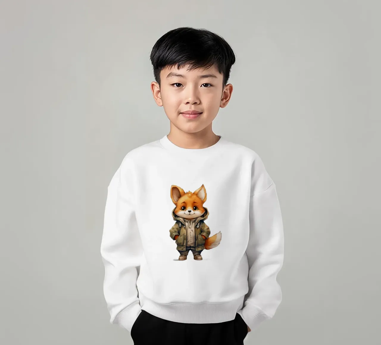 Volpe acquerellata con cappuccio felpa bambino da Animal Portraits