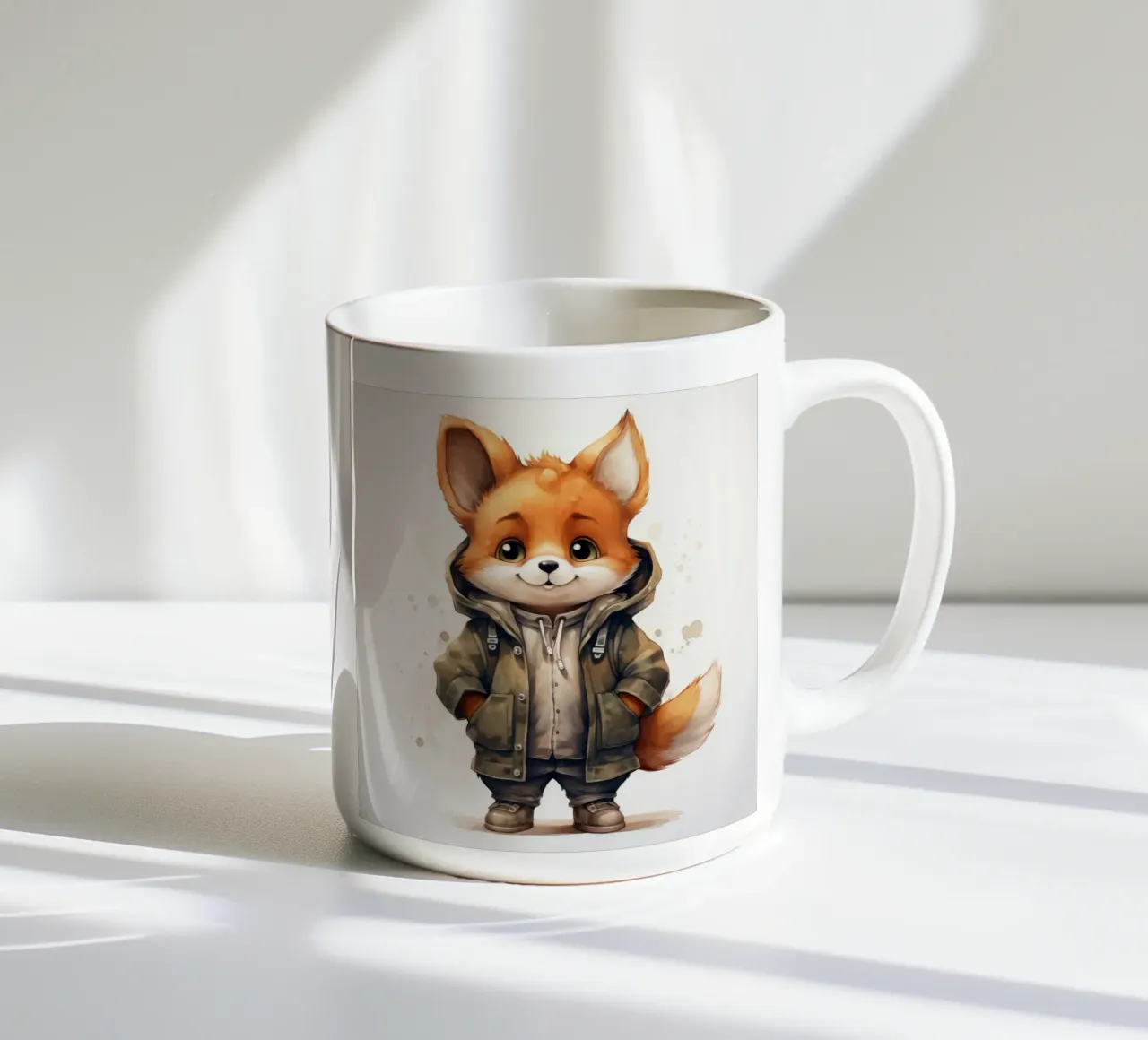 Volpe acquerellata con cappuccio tazza in ceramica da Animal Portraits