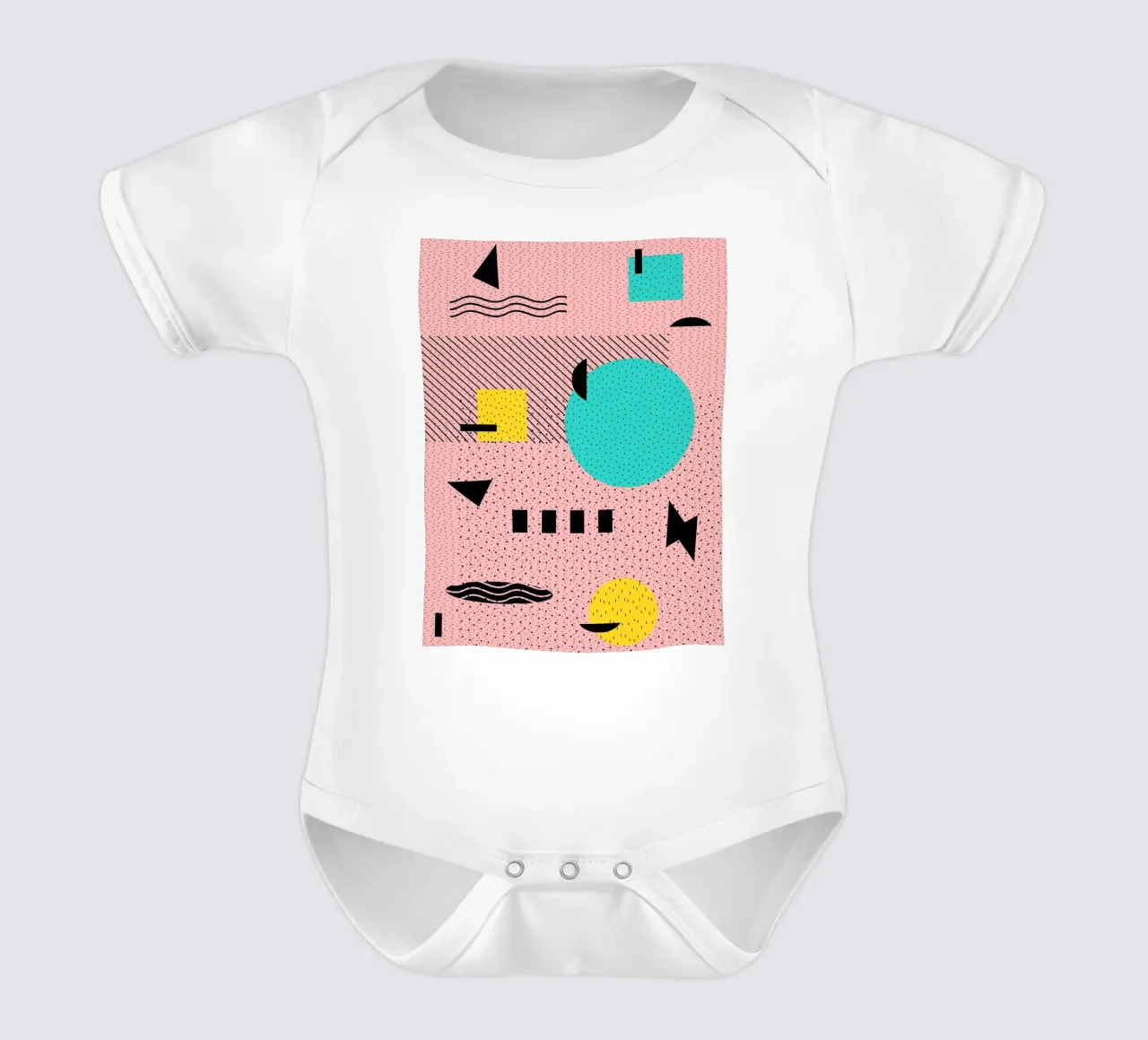 Hello Memphis Peach Berry short-sleeve baby romper by SilverPegasus