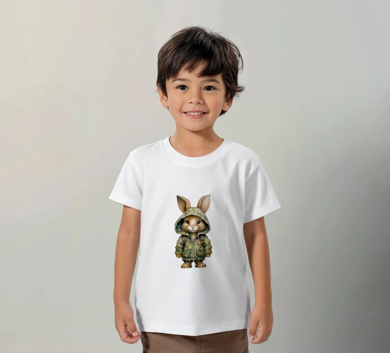 Lepre acquerellata in felpa con cappuccio t-shirt bambini da Animal Portraits
