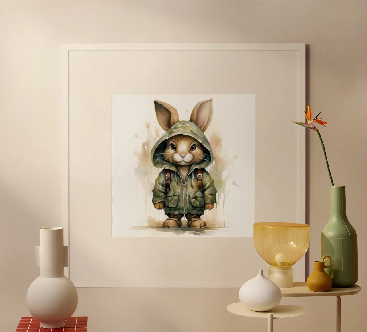 Lepre acquerellata in felpa con cappuccio poster da Animal Portraits