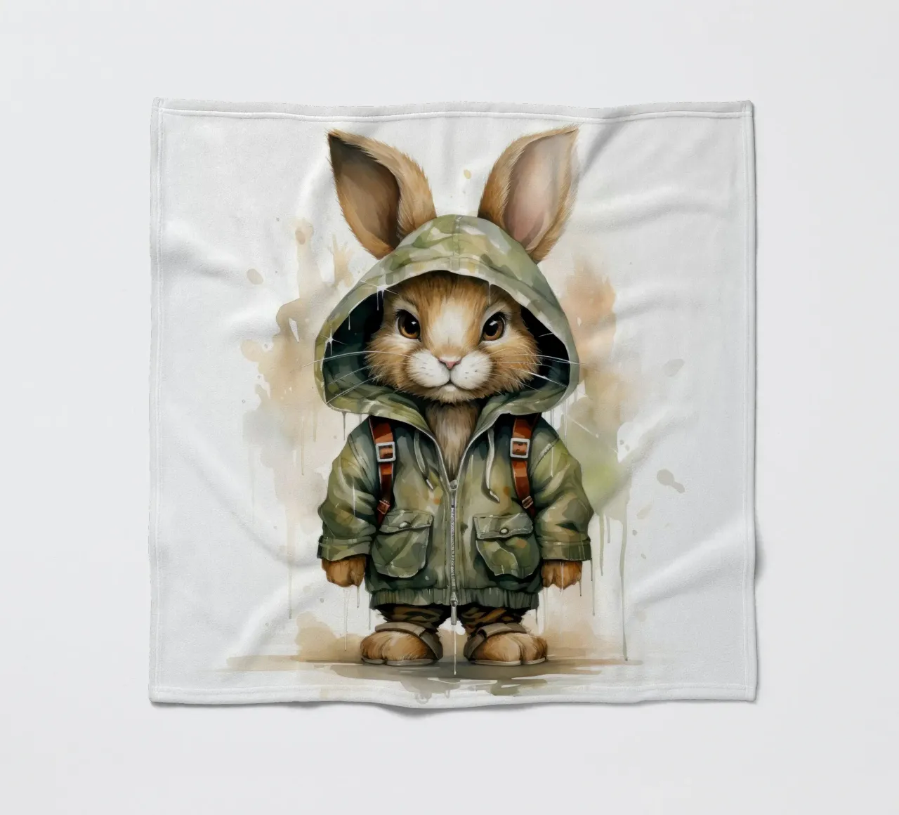 Lepre acquerellata in felpa con cappuccio coperta in pile da Animal Portraits