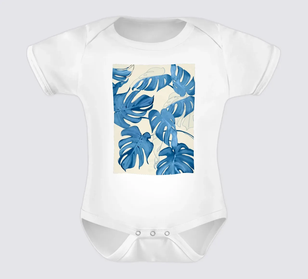 Monstera Leaves short-sleeve baby romper by ThingDesign