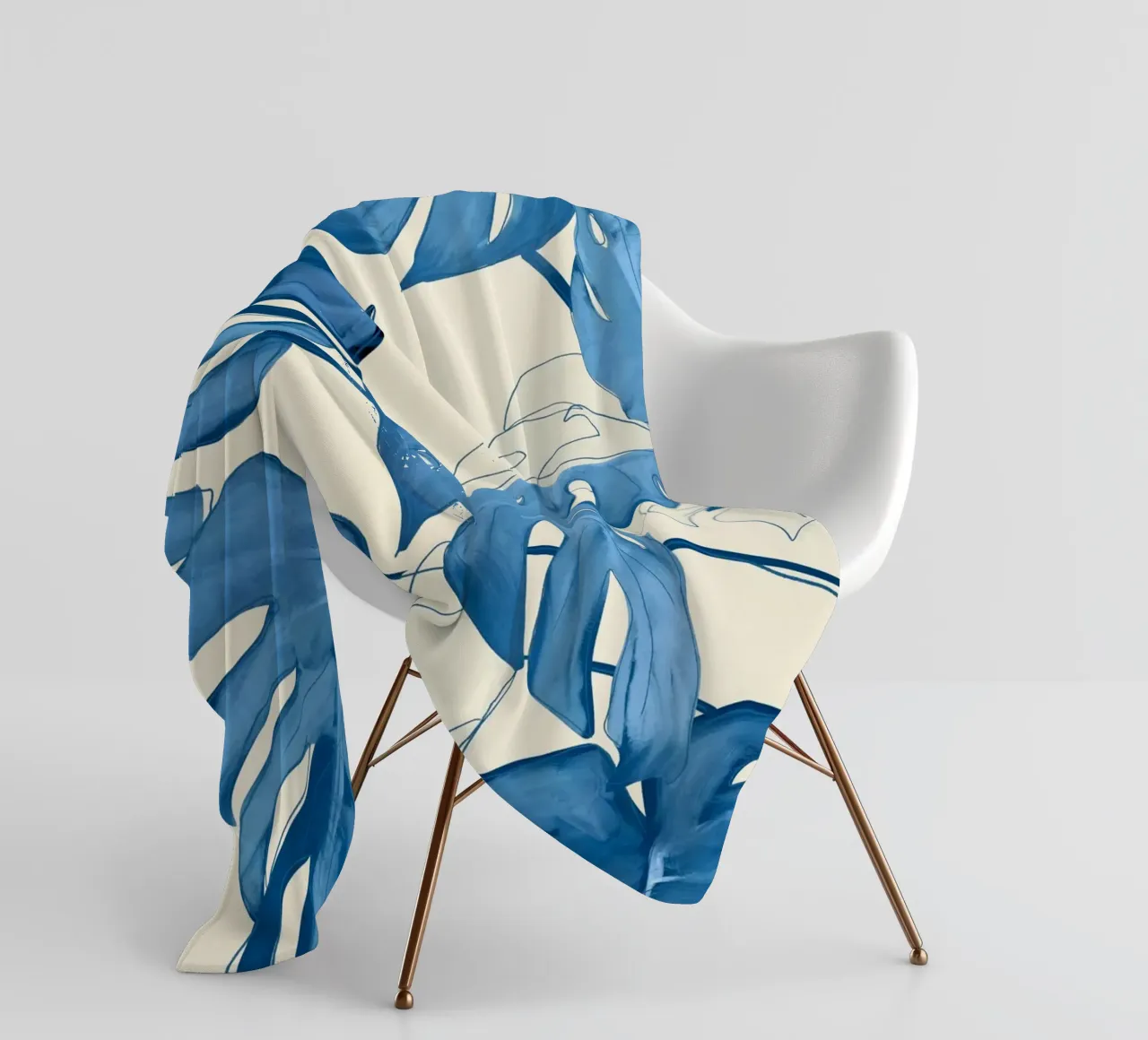 Monstera Leaves fleece blanket by ThingDesign