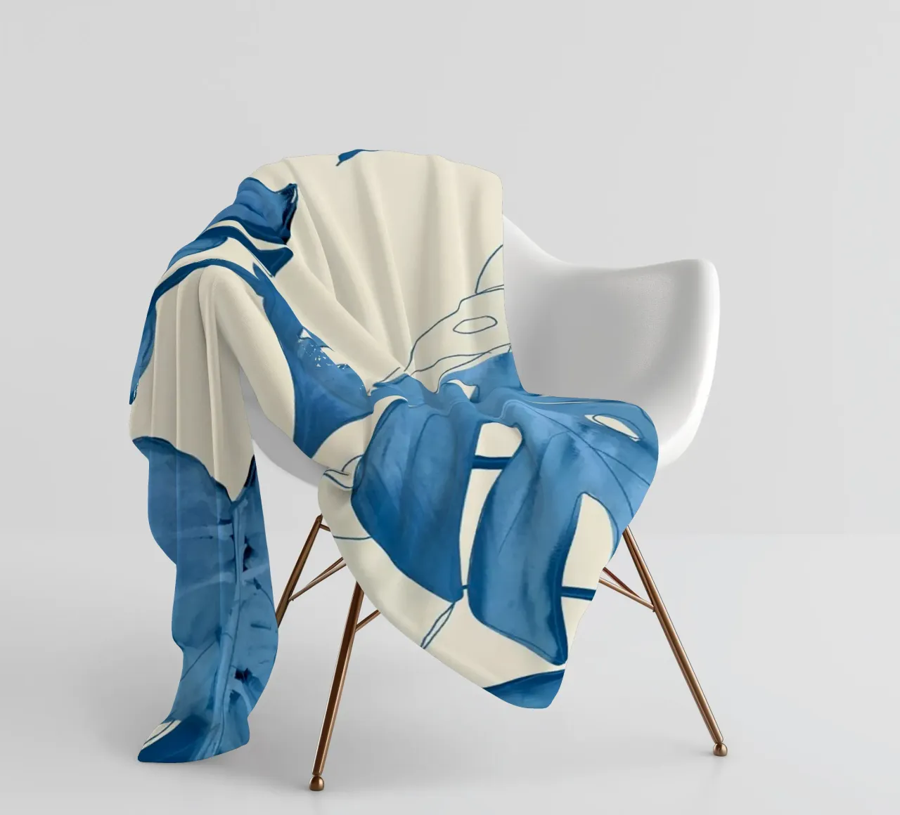 Monstera Leaves fleece blanket by ThingDesign