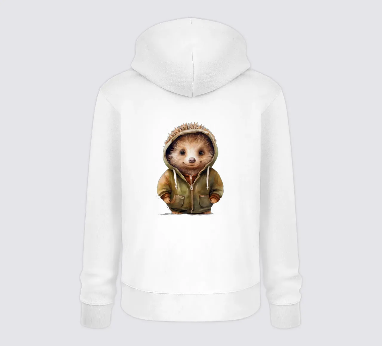 Watercolor Cartoon Hedgehog in a Hoodie hoodie by Animal Portraits
