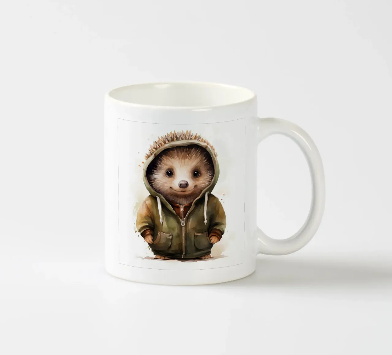 Riccio acquerellato con felpa con cappuccio tazza in ceramica da Animal Portraits