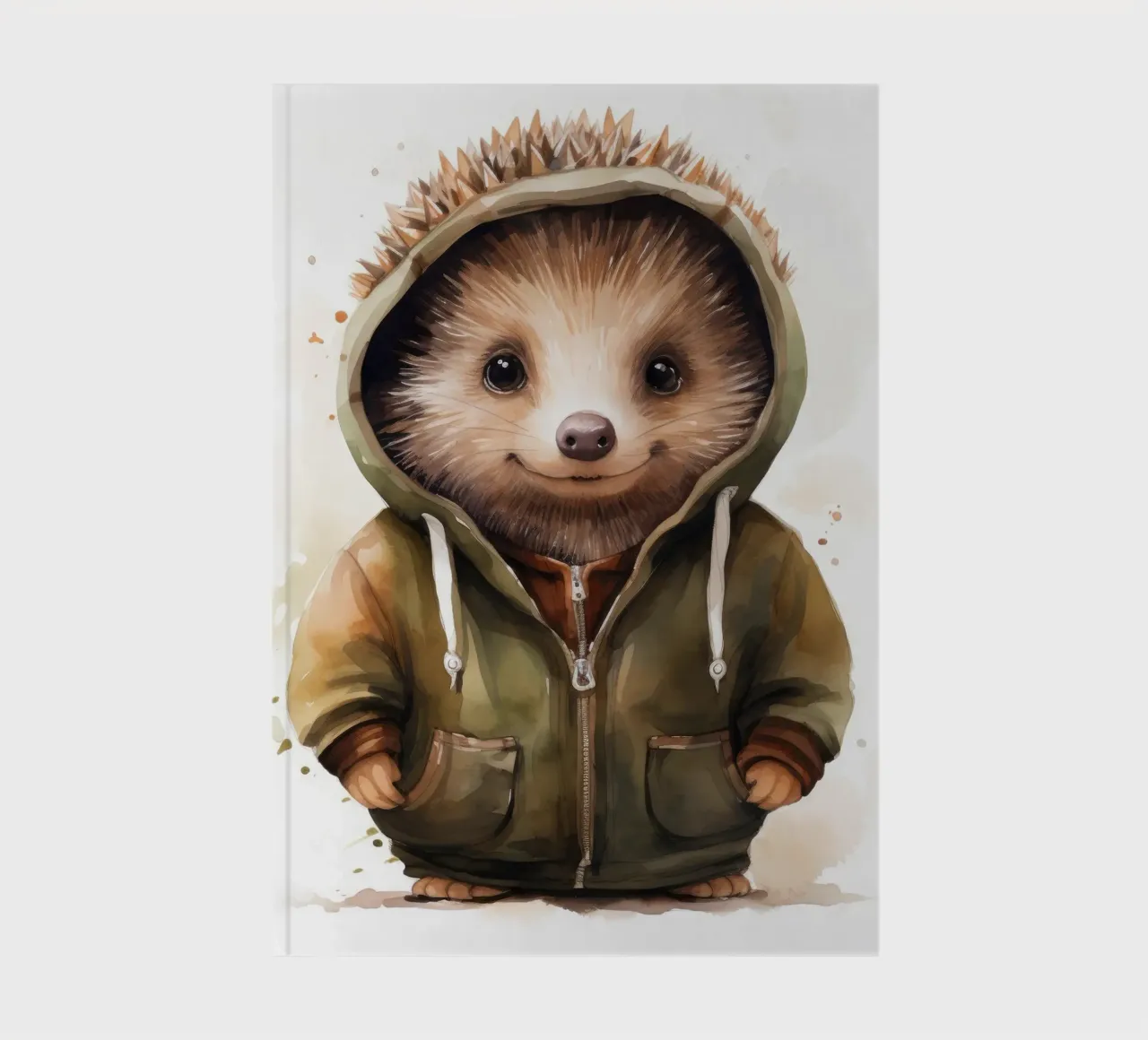 Hérisson en aquarelle dans un sweat à capuche carnet de notes de Animal Portraits
