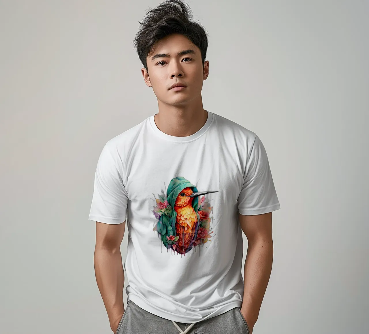 Colibrì acquerellato in felpa con cappuccio t-shirt da Animal Portraits