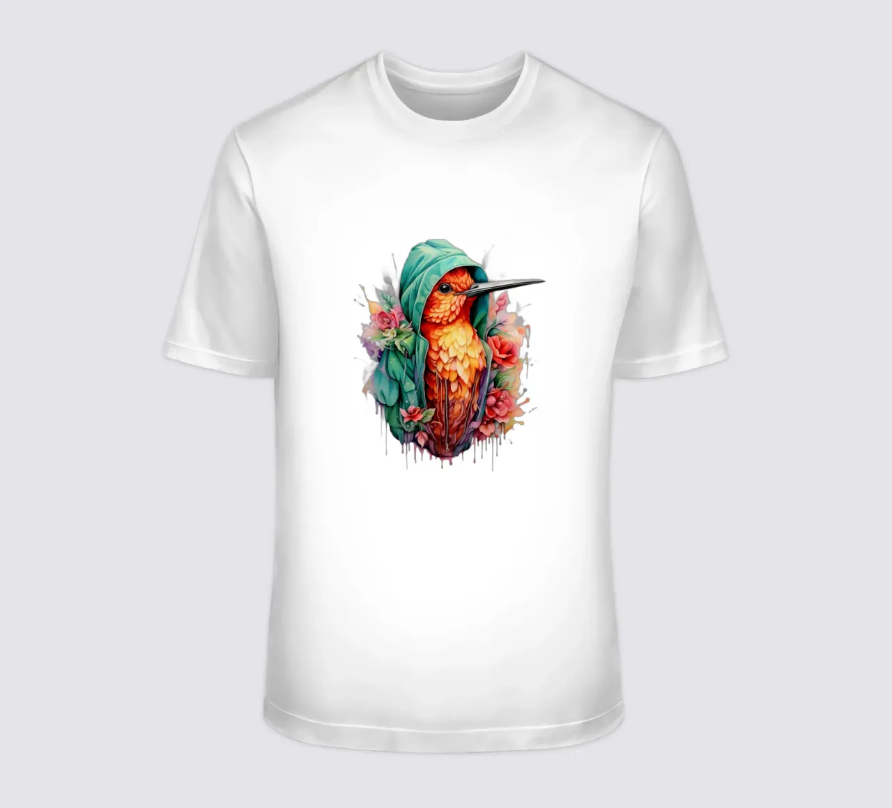 Colibrì acquerellato in felpa con cappuccio t-shirt da Animal Portraits