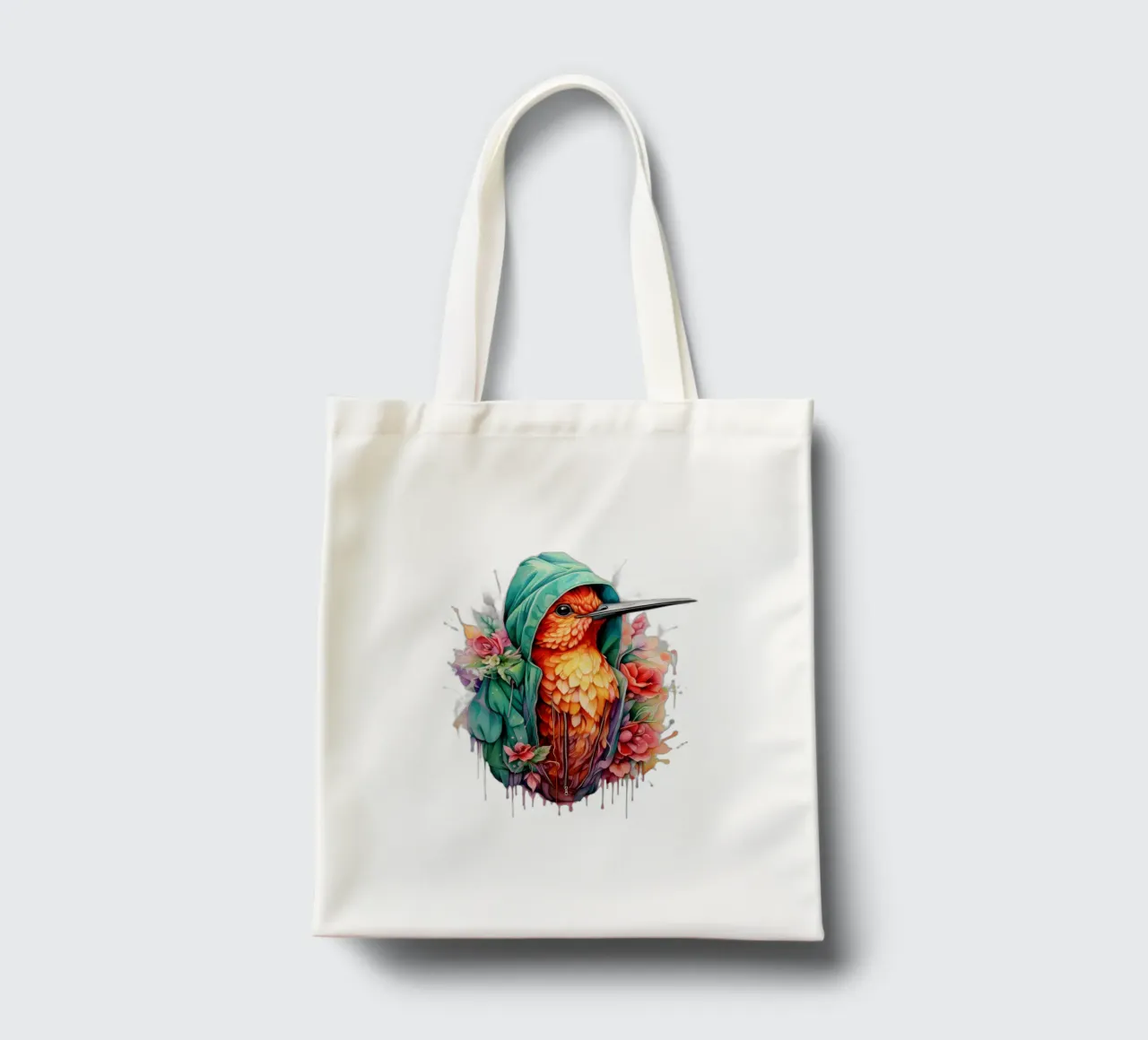 Colibrì acquerellato in felpa con cappuccio borsa in juta da Animal Portraits