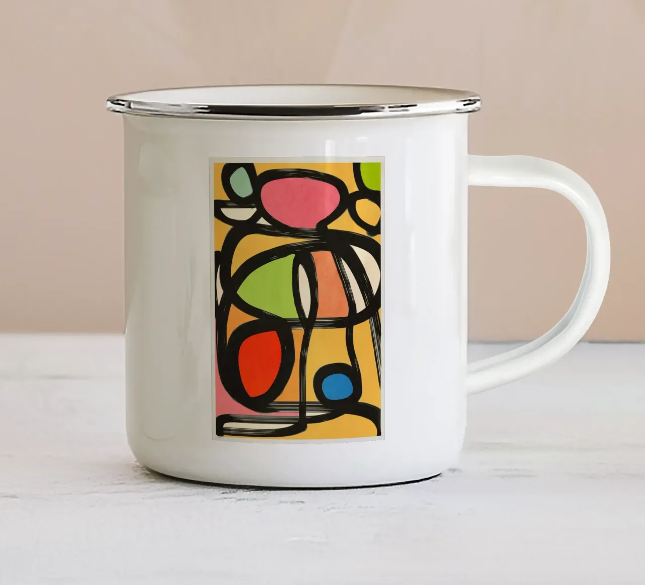 Moderne abstracte kunst 152 emaille mok van ThingDesign