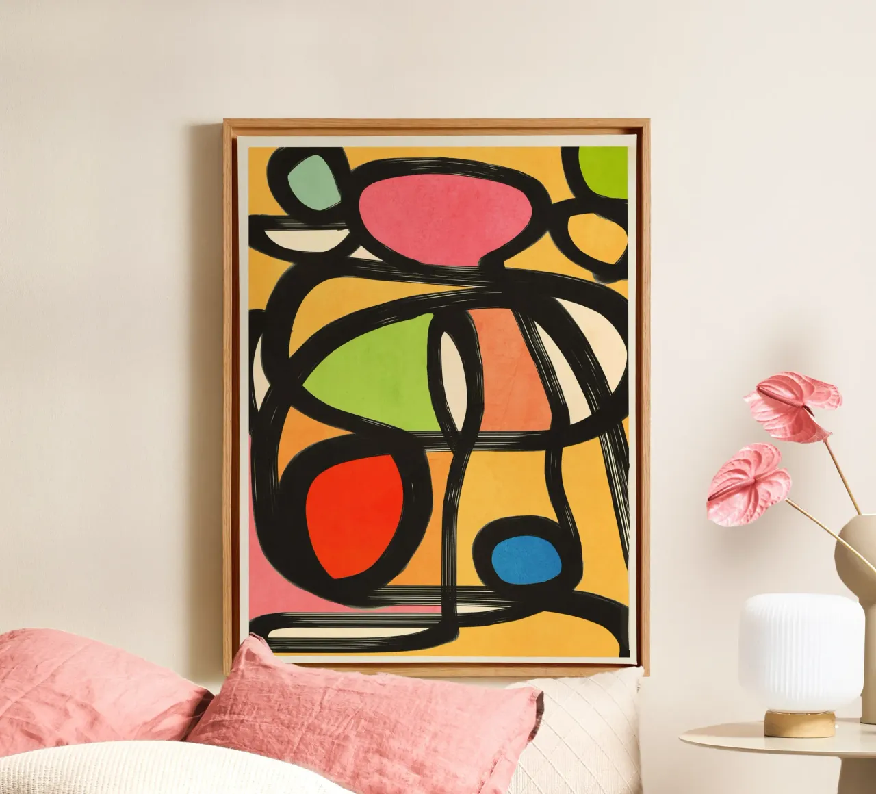 Moderne abstracte kunst 152 canvas met Baklijst van ThingDesign