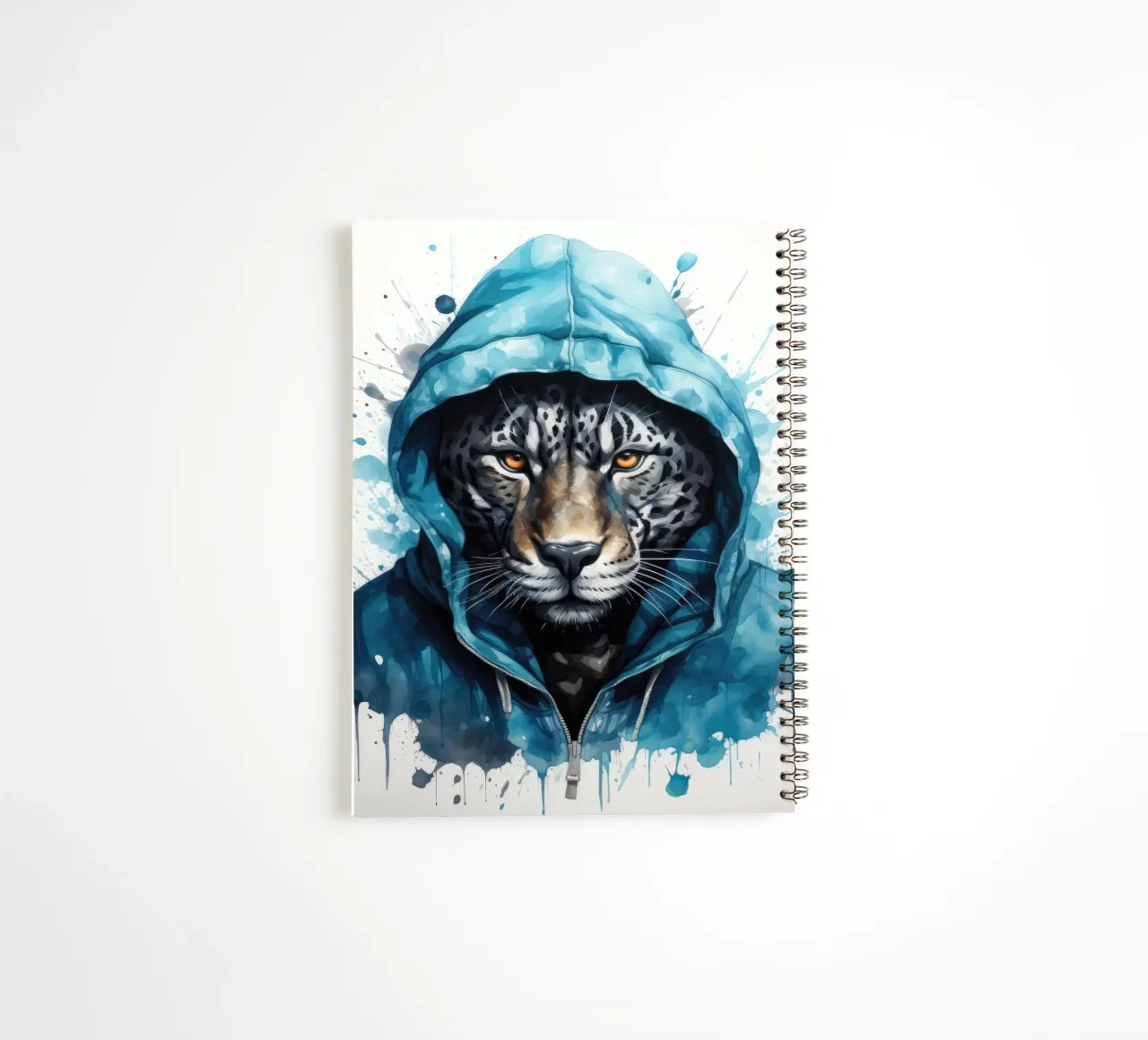 Acquerello Cartoon Jaguar in felpa con cappuccio diario ad anelli da Animal Portraits