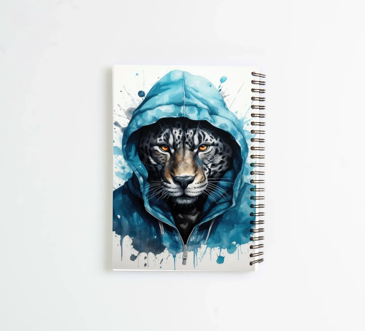 Acquerello Cartoon Jaguar in felpa con cappuccio diario ad anelli da Animal Portraits