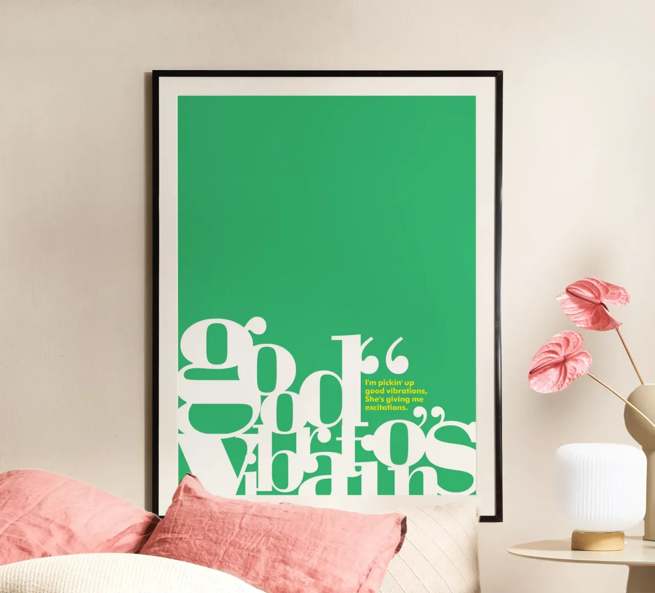 Good Vibrations Poster mit Holzrahmen von Rahma Projekt