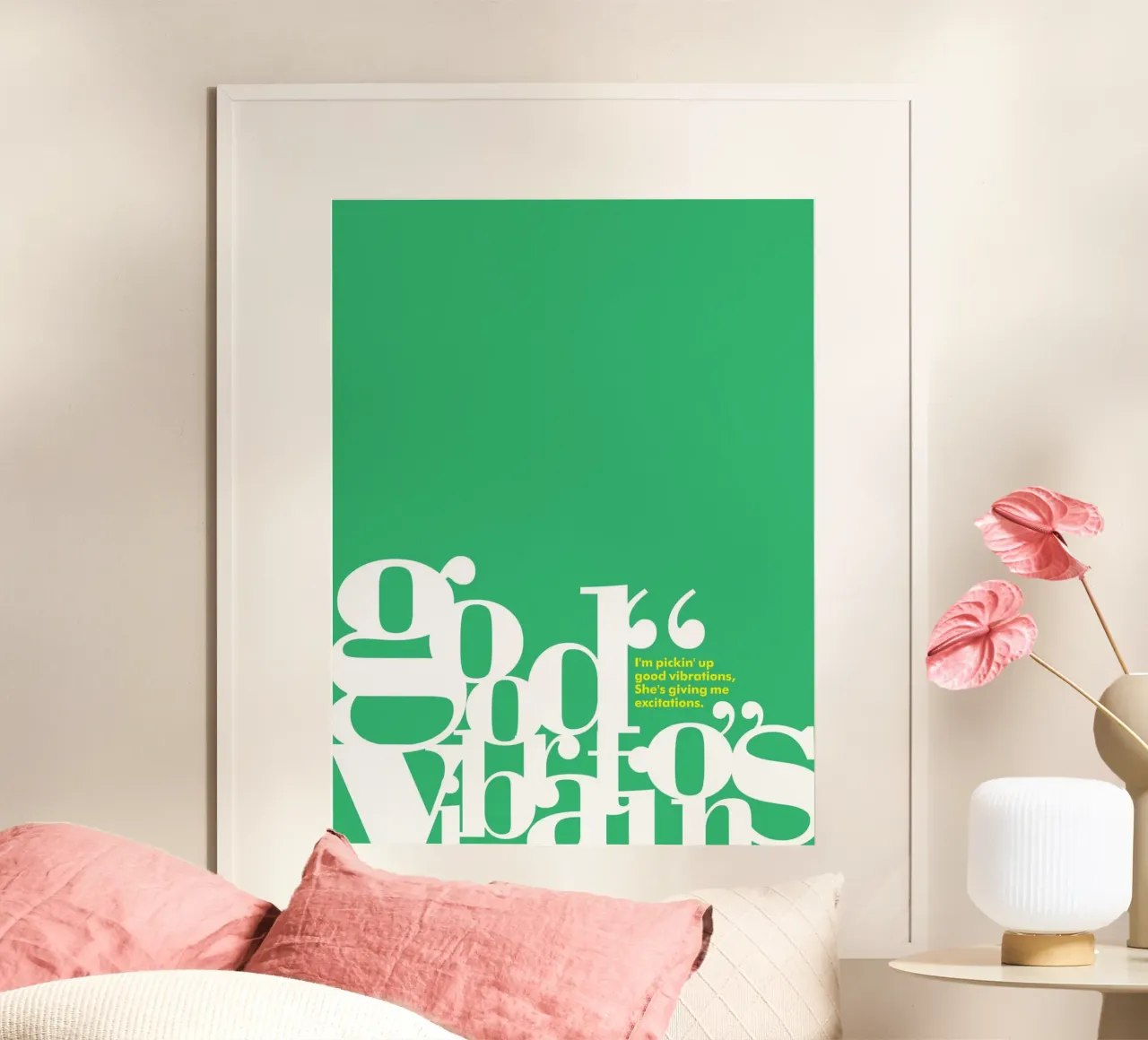 Good Vibrations Poster mit Holzrahmen von Rahma Projekt