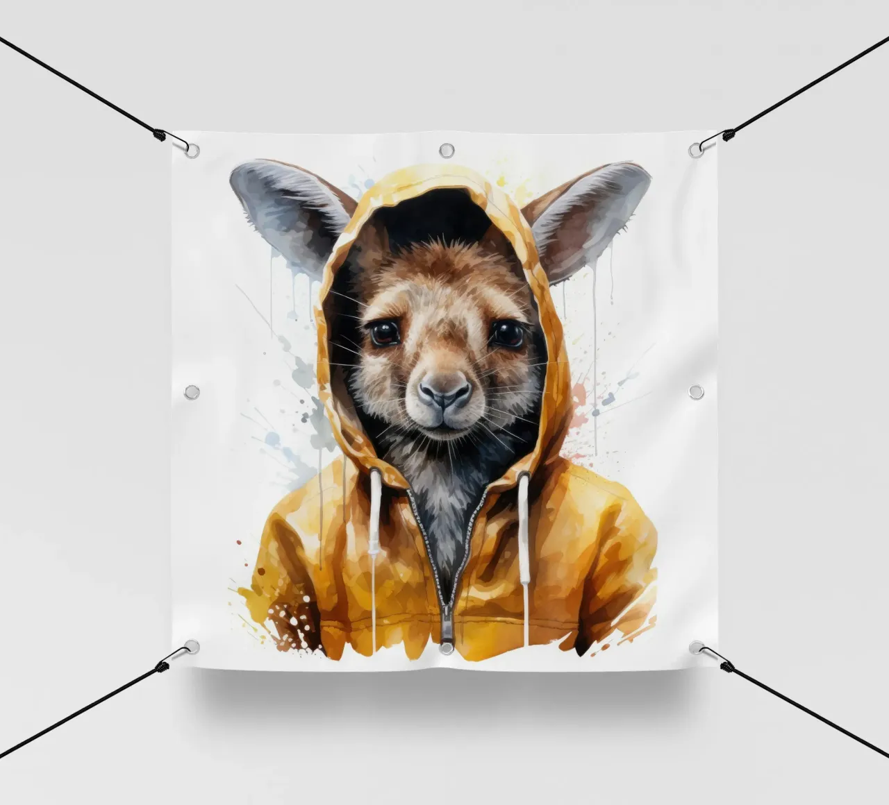 Cartone animato acquerellato Canguro in felpa con cappuccio telo in pvc da Animal Portraits