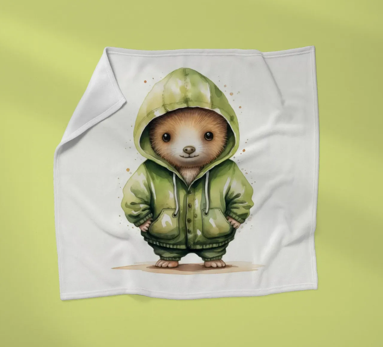 Acquerello Cartoon Kiwi in felpa con cappuccio coperta in pile da Animal Portraits