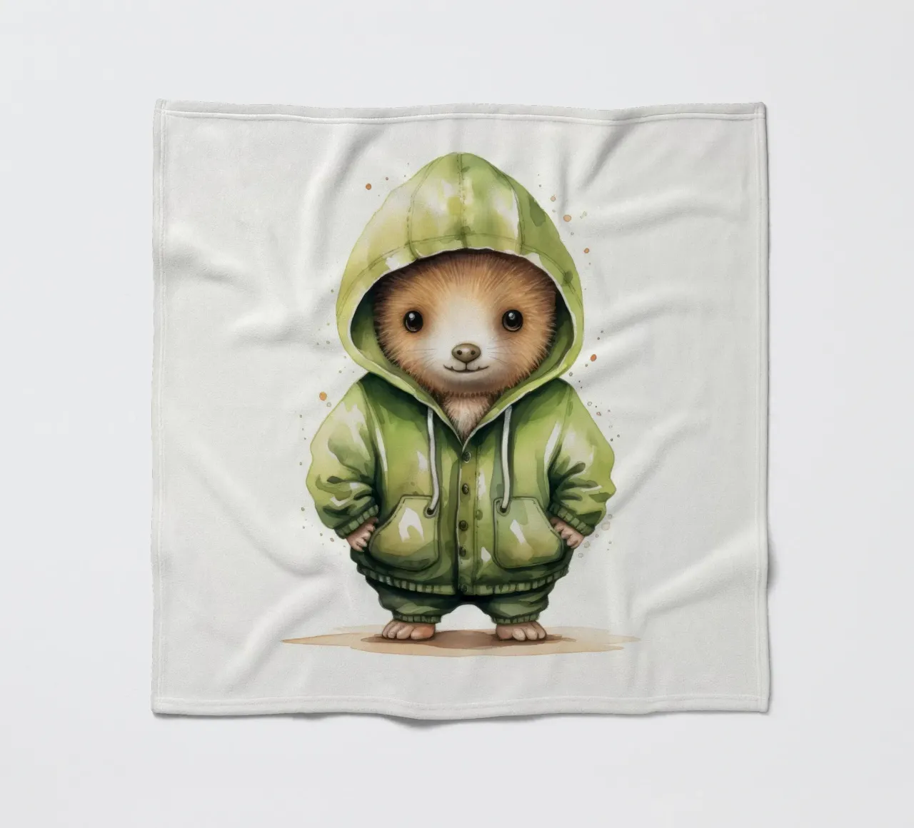 Acquerello Cartoon Kiwi in felpa con cappuccio coperta in pile da Animal Portraits