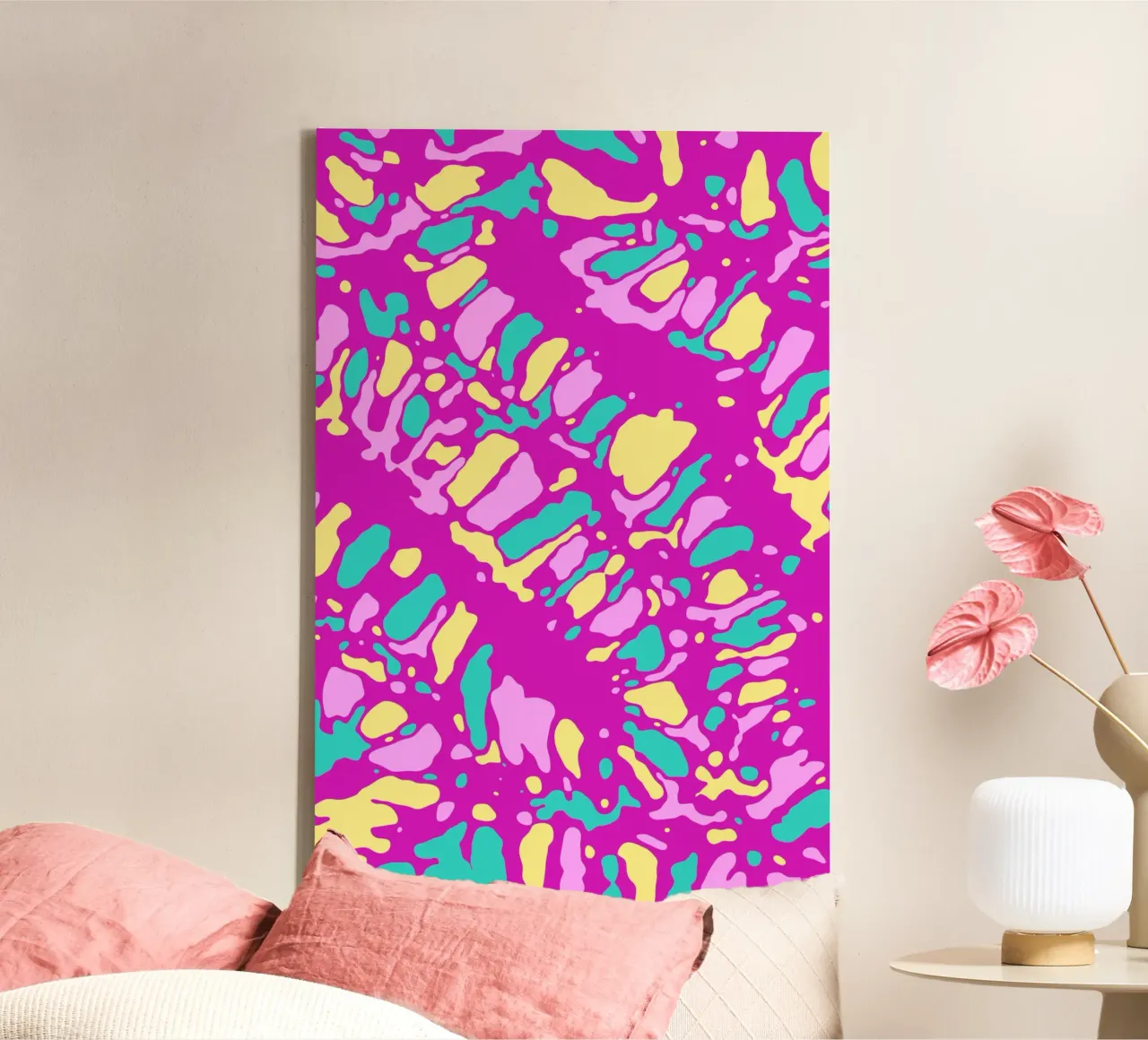 Koraalrif Zonsondergang Gloed canvas met Baklijst van SilverPegasus