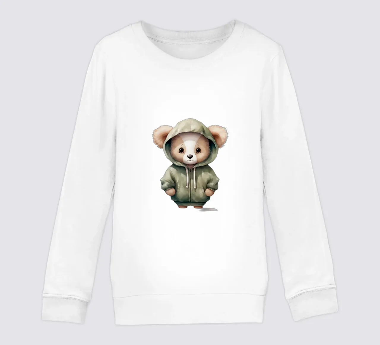 Watercolor Cartoon Koala in a Hoodie kids sweatshirt by Animal Portraits