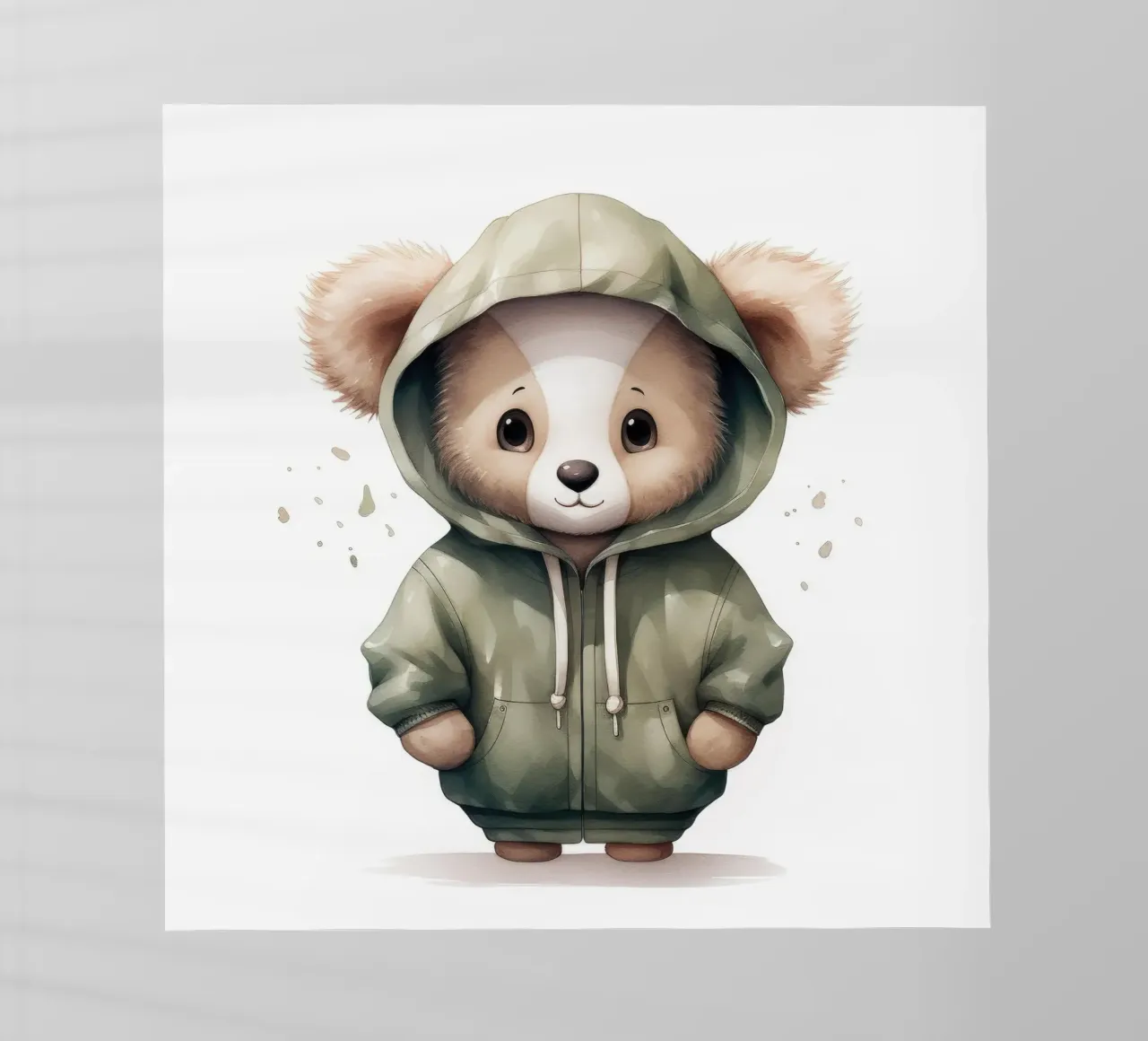 Acquerello Cartoon Koala in felpa con cappuccio pellicola backlit da Animal Portraits