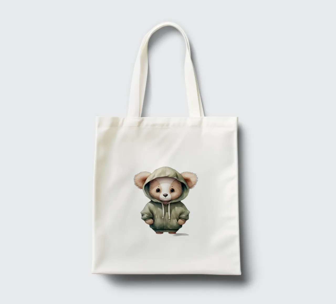 Watercolor Cartoon Koala in a Hoodie tote bag by Animal Portraits