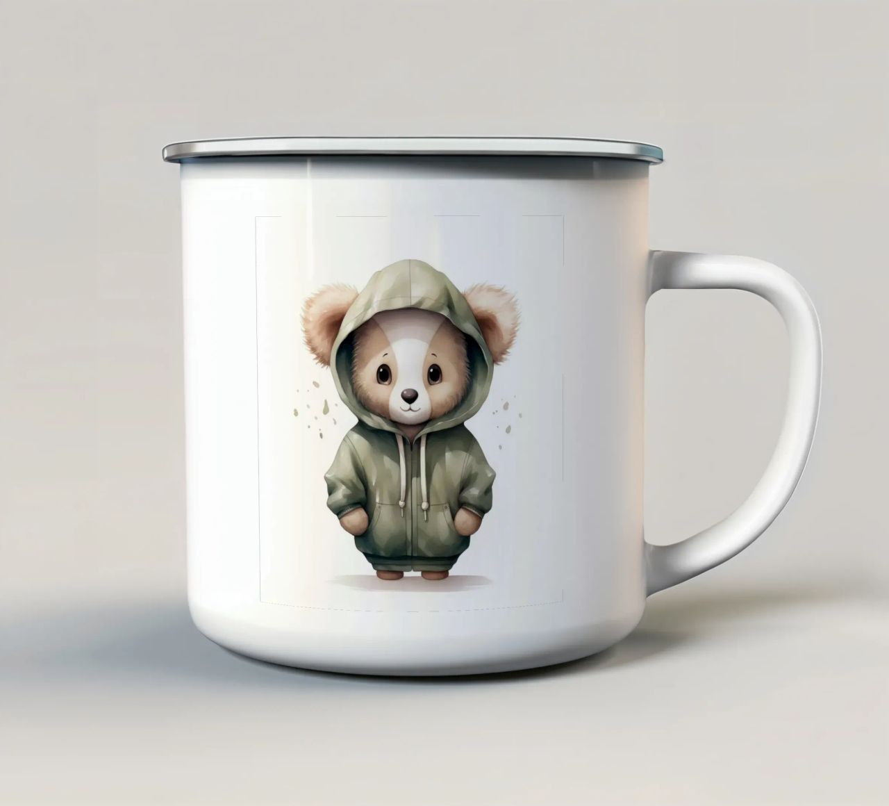 Acquerello Cartoon Koala in felpa con cappuccio tazza in smalto da Animal Portraits