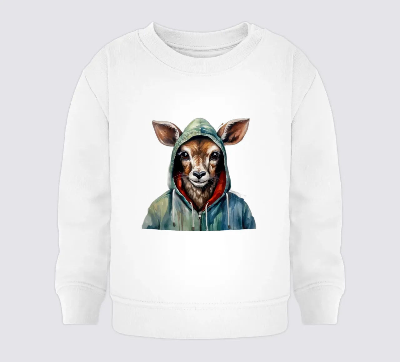 Cartone animato acquerellato Kudu in felpa con cappuccio felpa neonato da Animal Portraits